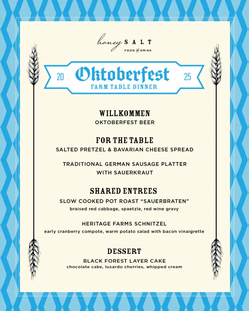 Menu for the Honey Salt Oktoberfest Farm Table dinner, in Summerlin Las Vegas