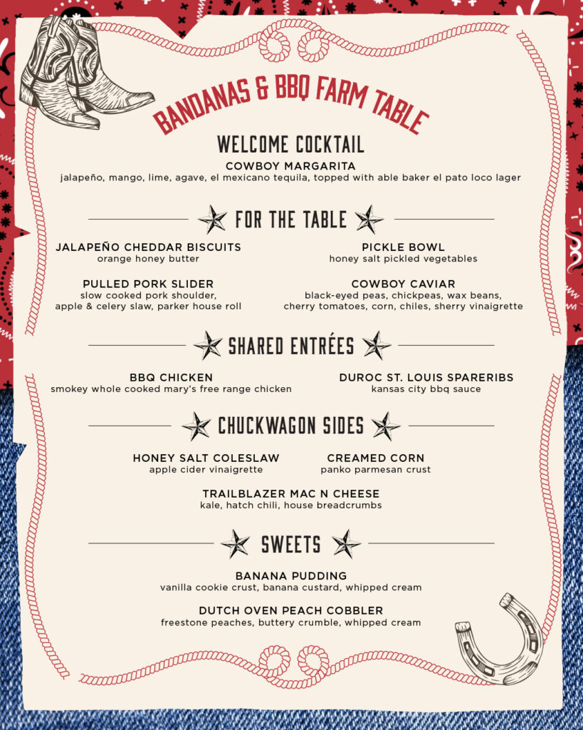 Bandanas & BBW Farm table night.