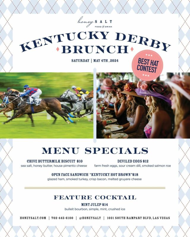 We’re off to the races this Saturday, May 4th! Come on down to our Kentucky Derby Brunch where you can dig into hearty Southern delights. And don’t forget to sport your fanciest hat because we’ve got some prizes for the best in show! 🎩👒  Make your reservations at link in bio before they’re gone.