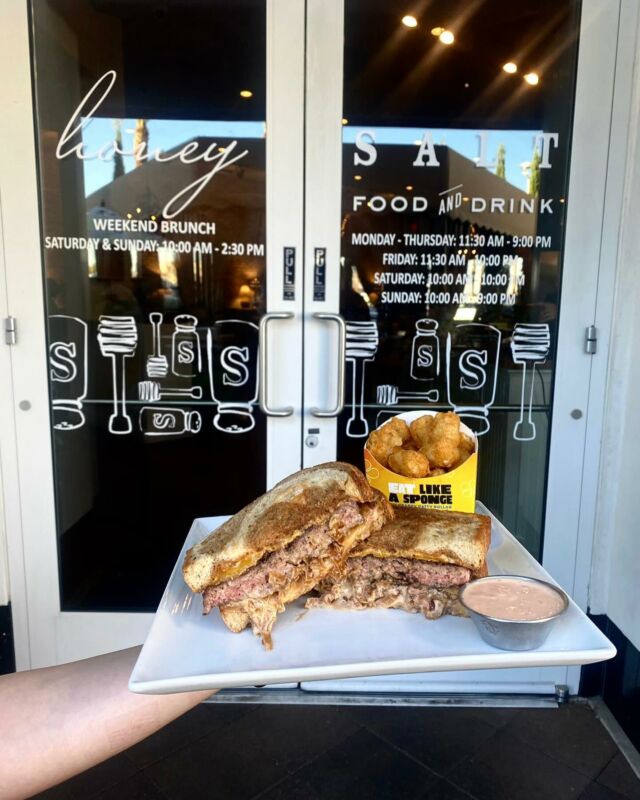 THE TIME IS NOW! Try our interpretation of the famous Krabby Patty, served in a commemorative SpongeBob Box in honor of the 25th anniversary! Available now through to October 27th, enjoy our Bikini Bottom Melt: beef patty, marble rye, yellow cheddar, and caramelized onion, served with tater tots and secret formula sauce!